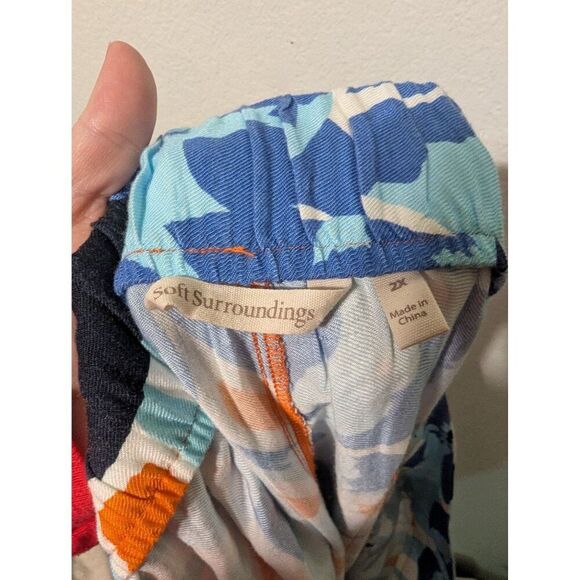 Women's Soft Surroundings Cabana Bay Wide Leg Crop Pants Vermillion Aqua 2X - Picture 10 of 12